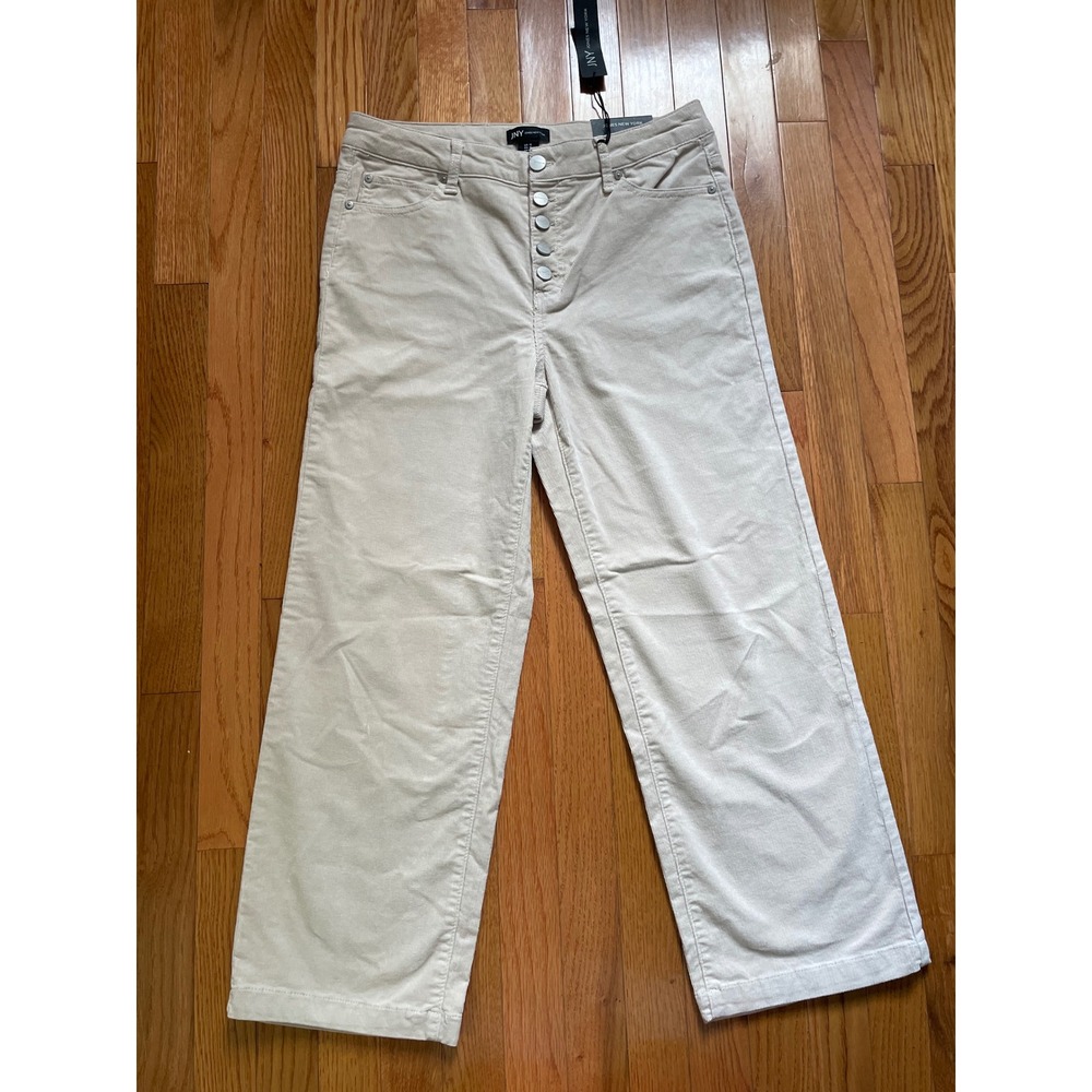 Jones New York Womens High Waist Straight Leg Corduroy Pants Beige Size 10 NWT